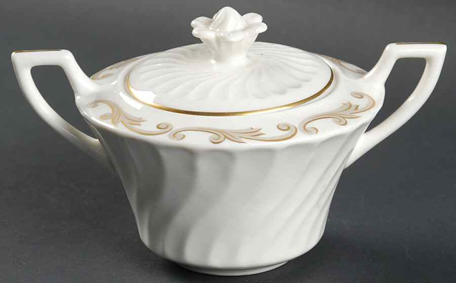Baroque Gray Sugar Bowl & Lid by Syracuse-1