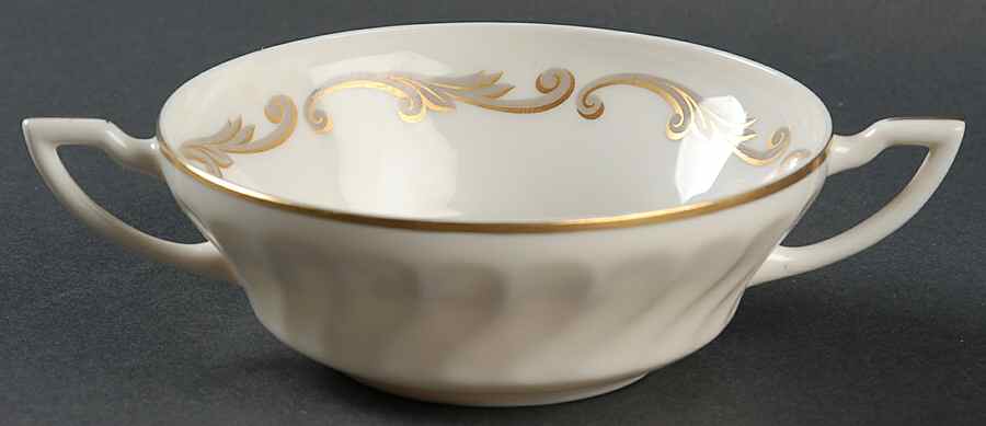 Baroque Gray Flat Cream Soup Bowl by Syracuse-1