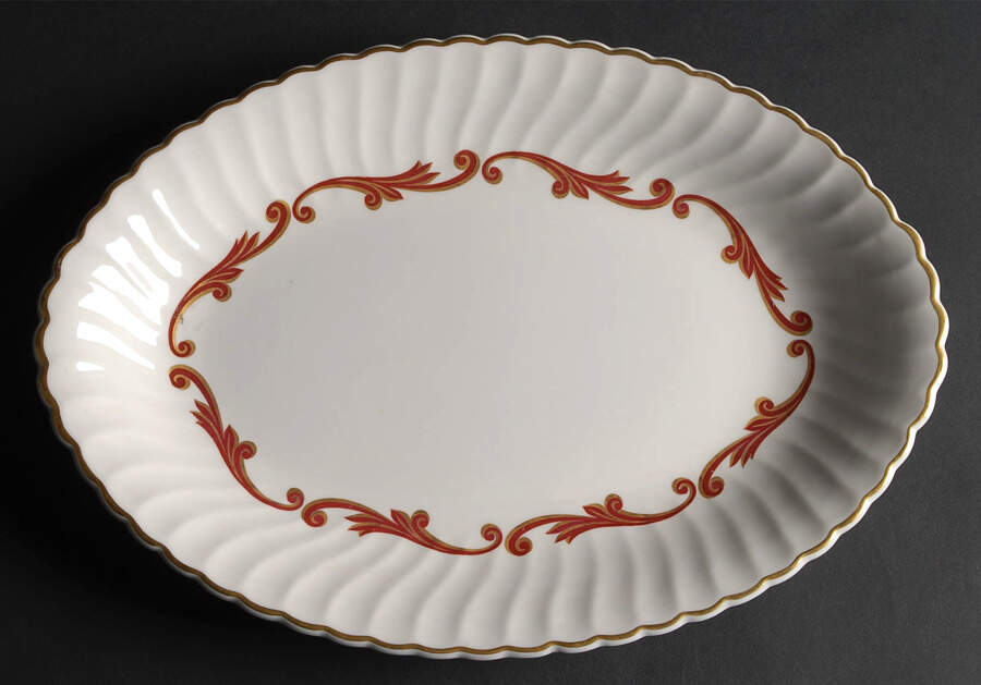 Baroque Maroon 14" Oval Serving Platter by Syracuse-1