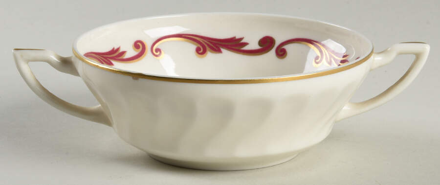 Baroque Maroon Flat Cream Soup Bowl by Syracuse-1