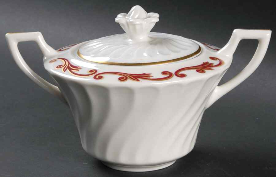 Baroque Maroon Sugar Bowl & Lid by Syracuse-1