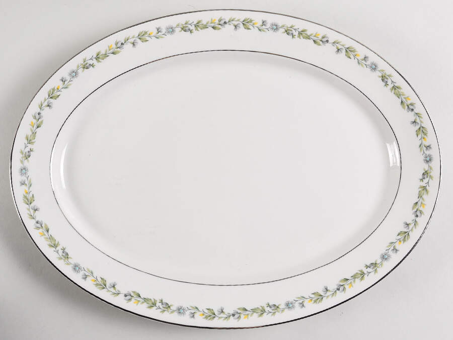 Belcanto (Platinum Trim) 14" Oval Serving Platter by Syracuse-1