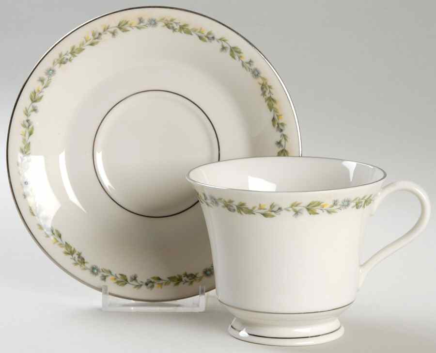 Belcanto (Platinum Trim) Footed Cup & Saucer Set by Syracuse-1