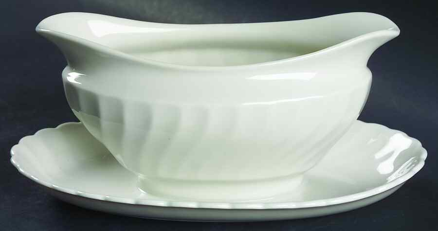 Beloved Gravy Boat with Attached Underplate by Syracuse-1