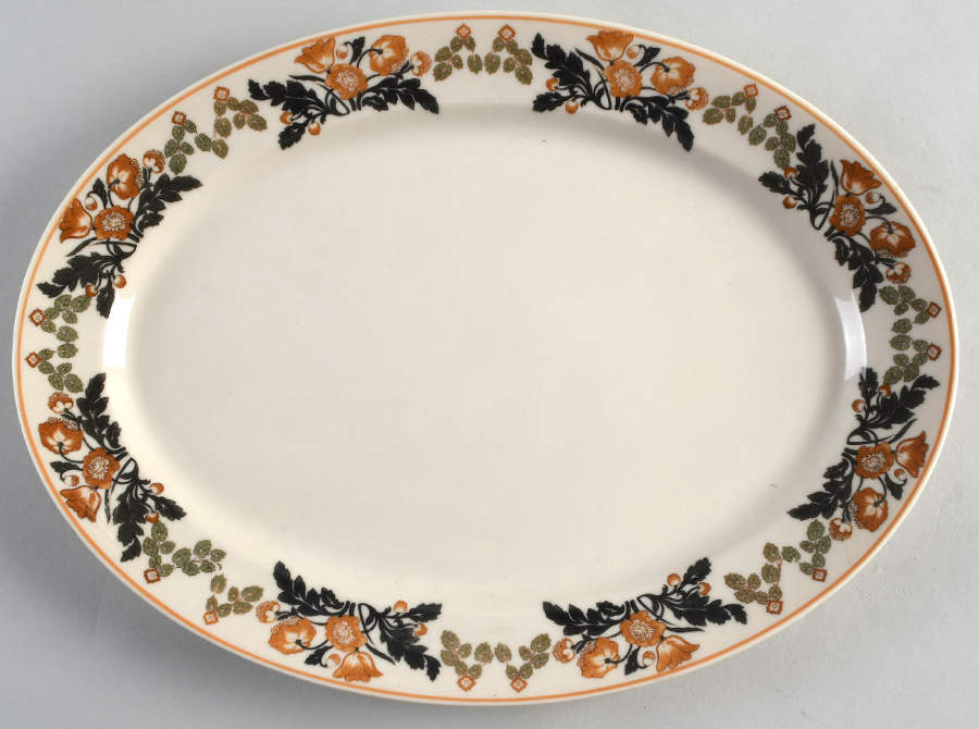 Berkshire (Orange Flowers) 14" Oval Serving Platter by Syracuse-1