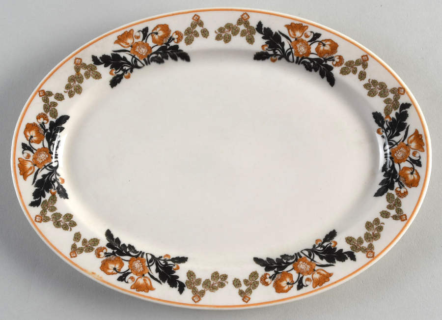 Berkshire (Orange Flowers) 10" Oval Serving Platter by Syracuse-1