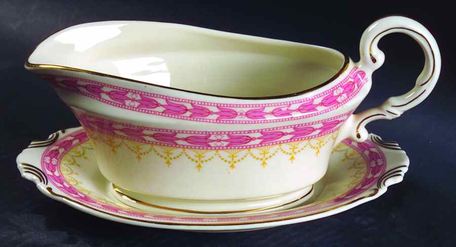 Betsy Ross Pink Gravy Boat & Underplate by Syracuse-1