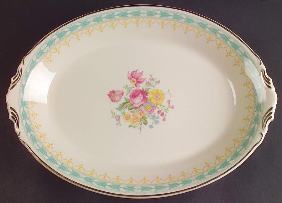 Betsy Ross Turquoise 14" Oval Serving Platter by Syracuse-1