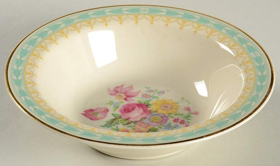 Betsy Ross Turquoise Rim Fruit/Dessert (Sauce) Bowl by Syracuse-1