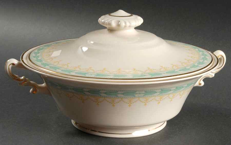 Betsy Ross Turquoise Round Covered Vegetable by Syracuse-1