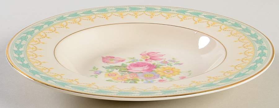 Betsy Ross Turquoise Rim Soup Bowl by Syracuse-1