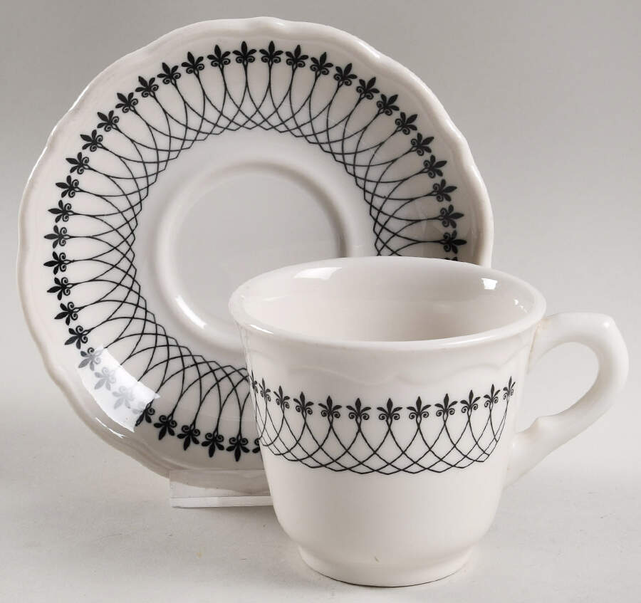 Black Lace Flat Cup & Saucer Set by Syracuse-1