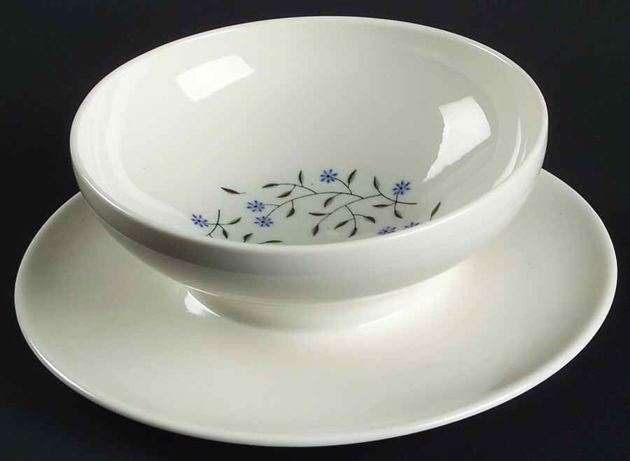 Blue Mist Gravy Boat with Attached Underplate by Syracuse-1