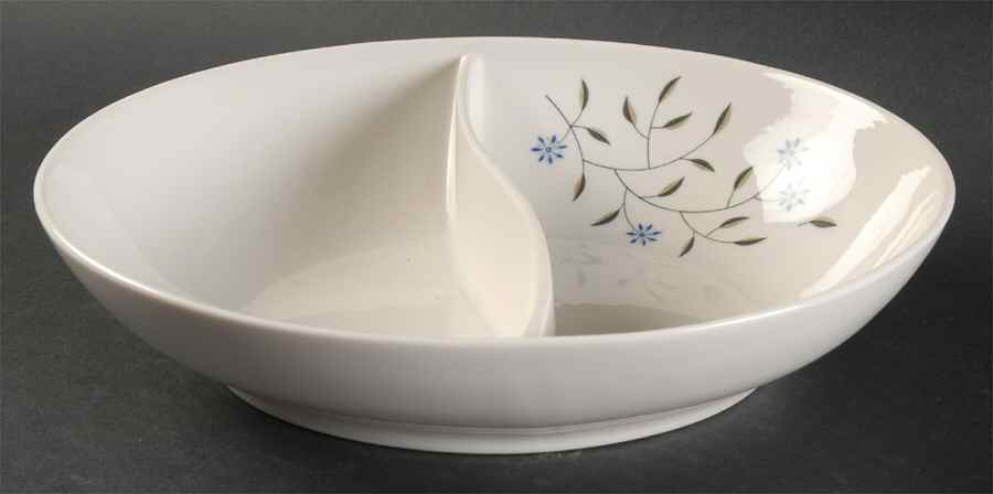 Blue Mist 10" Oval Divided Vegetable Bowl by Syracuse-1