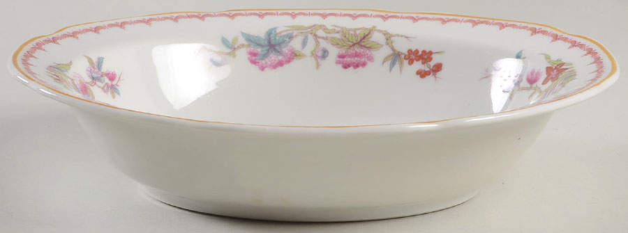 Bombay (Yellow Trim, White Body) 8" Oval Vegetable Bowl by Syracuse-1