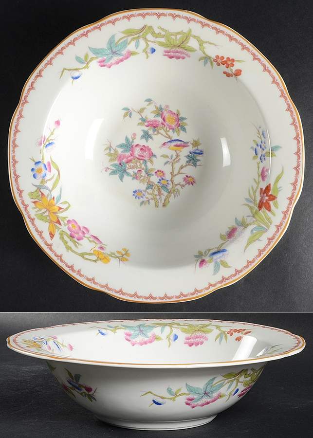 Bombay (Yellow Trim, White Body) 9" Round Vegetable Bowl by Syracuse-1