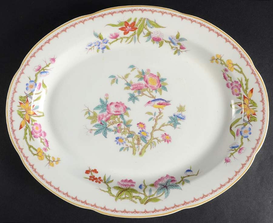 Bombay (Yellow Trim, White Body) 13" Oval Serving Platter by Syracuse-1