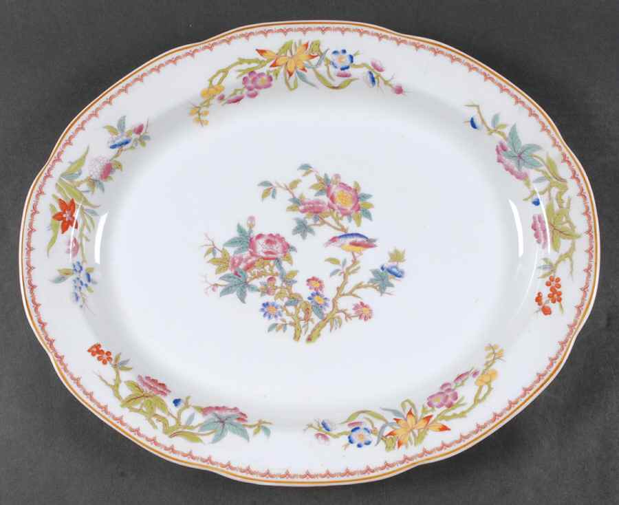 Bombay (Yellow Trim, White Body) 14" Oval Serving Platter by Syracuse-1
