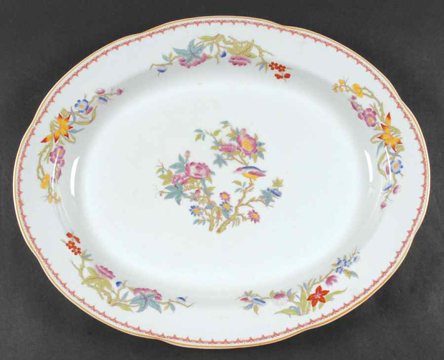 Bombay (Yellow Trim, White Body) 16" Oval Serving Platter by Syracuse-1