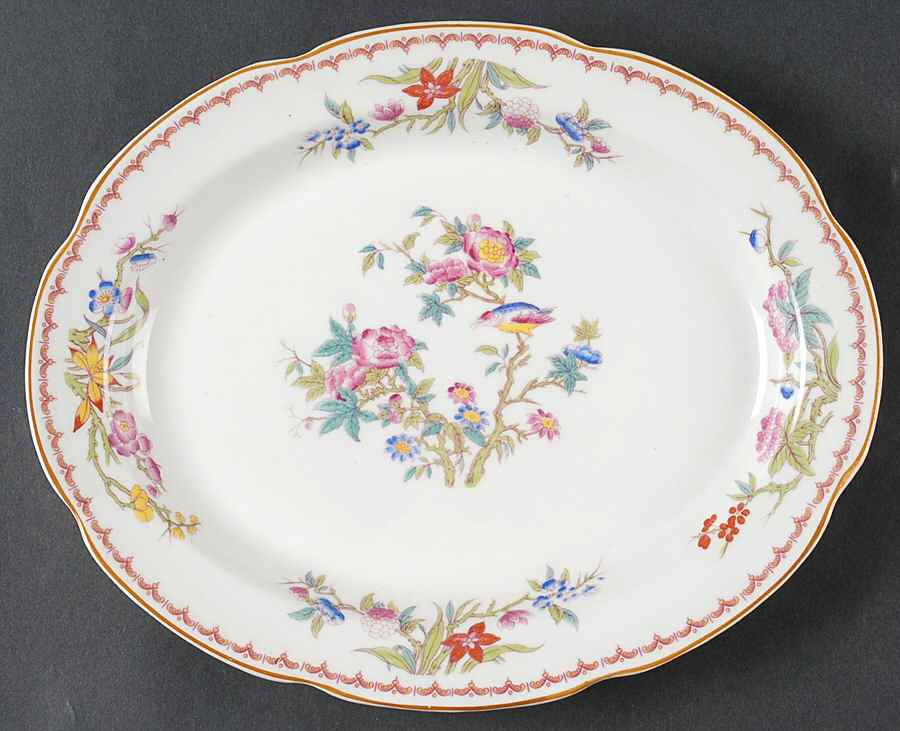 Bombay (Yellow Trim, White Body) 11" Oval Serving Platter by Syracuse-1