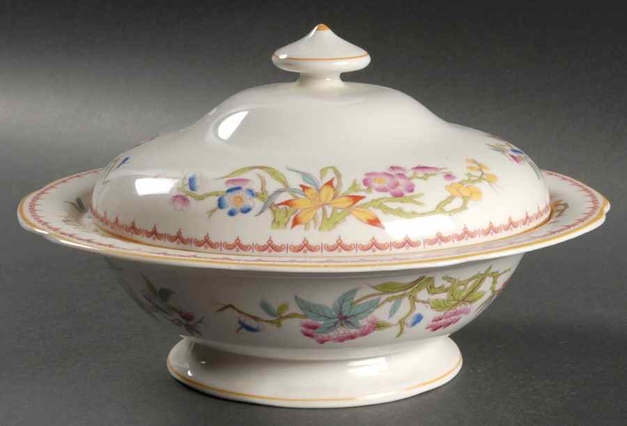 Bombay (Yellow Trim, White Body) Round Covered Vegetable by Syracuse-1