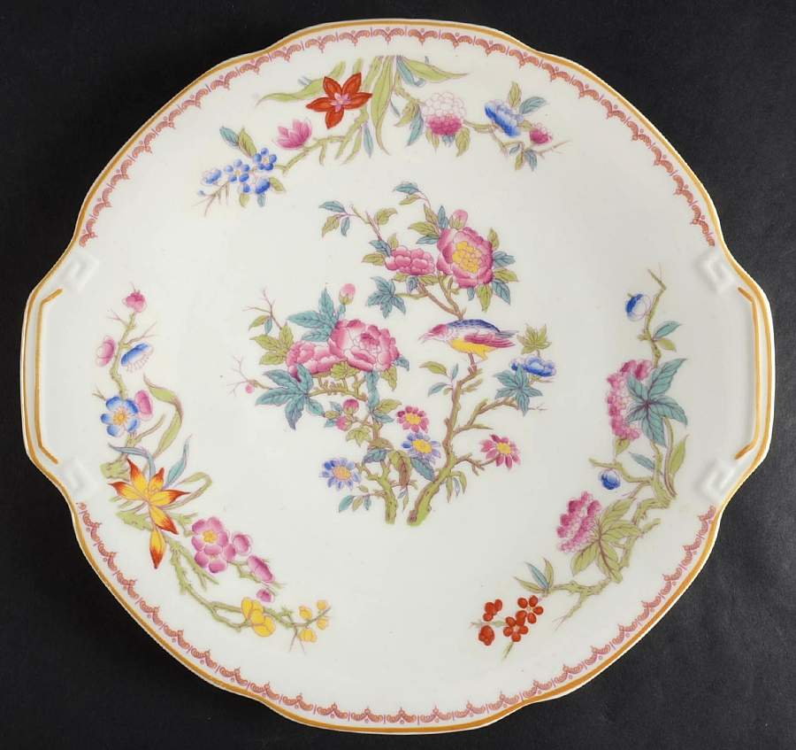 Bombay (Yellow Trim, White Body) Handled Cake Plate by Syracuse-1
