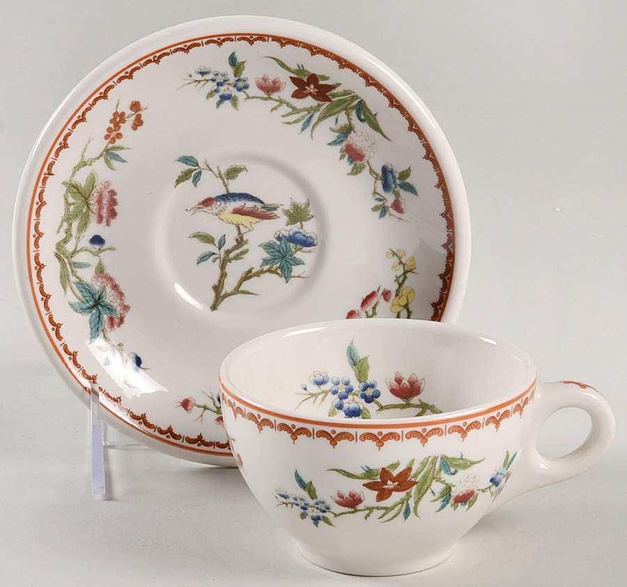 Bombay (Restaurant, Brown Ring) Footed Cup & Saucer Set by Syracuse-1