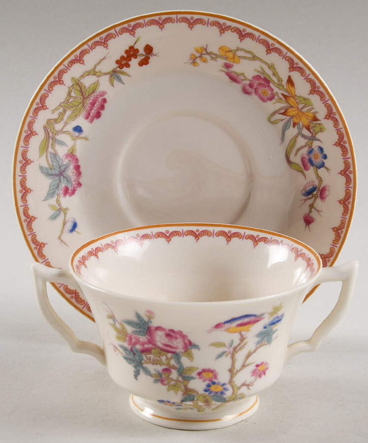 Bombay (Gold Trim) Footed Bouillon Cup & Saucer by Syracuse-1