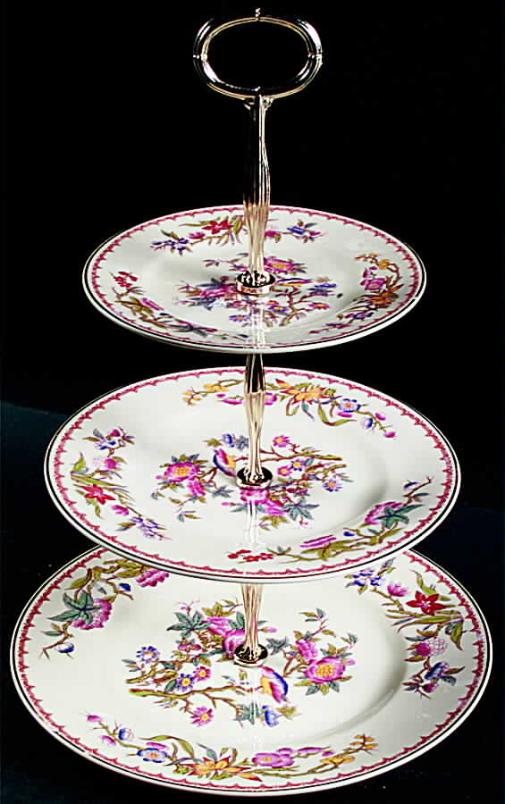 Bombay (Gold Trim) 13 7/8"-14 1/4" 3-Tiered Serving Tray(DP,SP,BB) HC by Syracuse-1