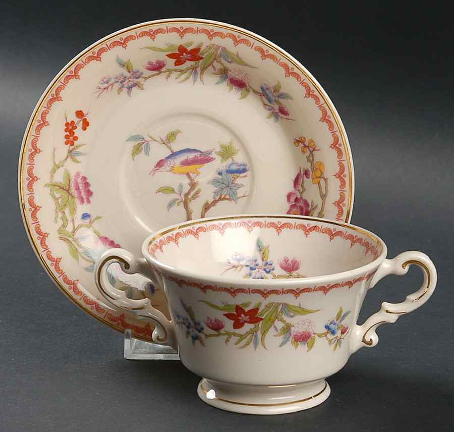 Bombay (Gold Trim) Footed Bouillon Cup & Saucer by Syracuse-1