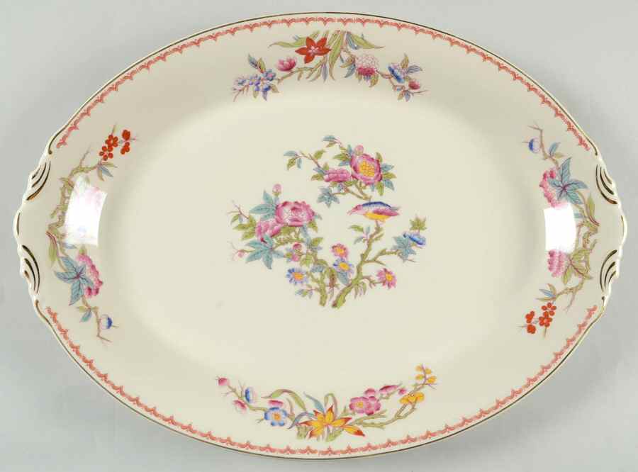 Bombay (Gold Trim) 16" Oval Serving Platter by Syracuse-1
