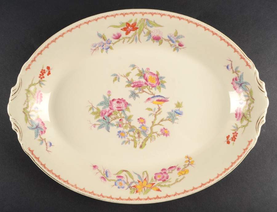 Bombay (Gold Trim) 13" Oval Serving Platter by Syracuse-1