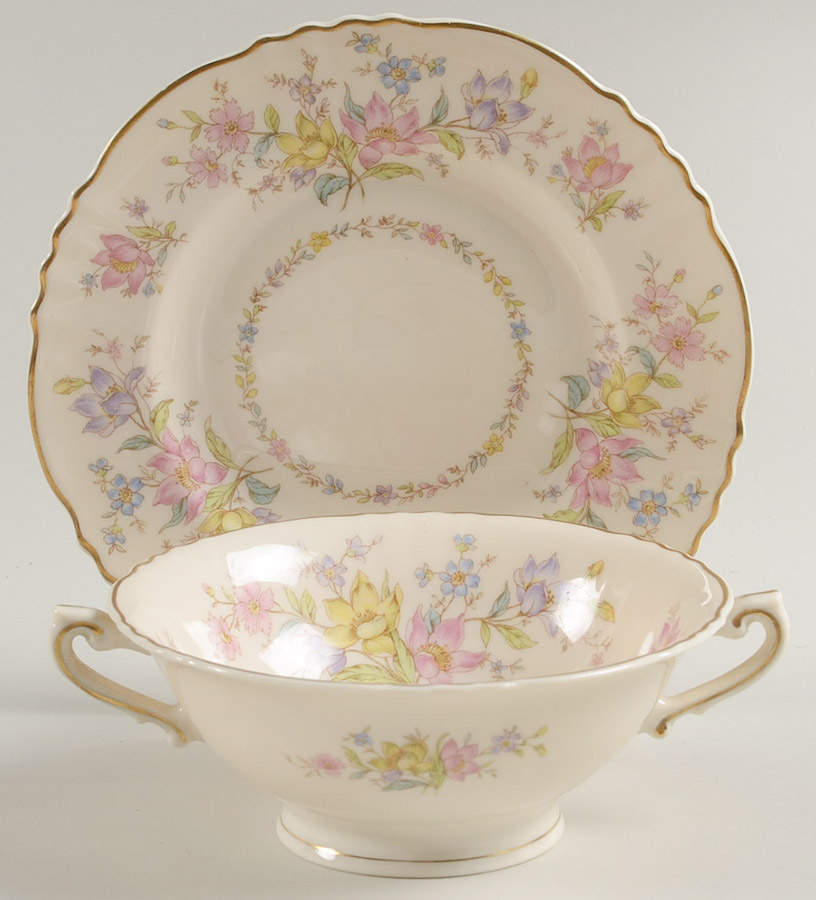 Briarcliff Footed Cream Soup Bowl & Saucer Set by Syracuse-1