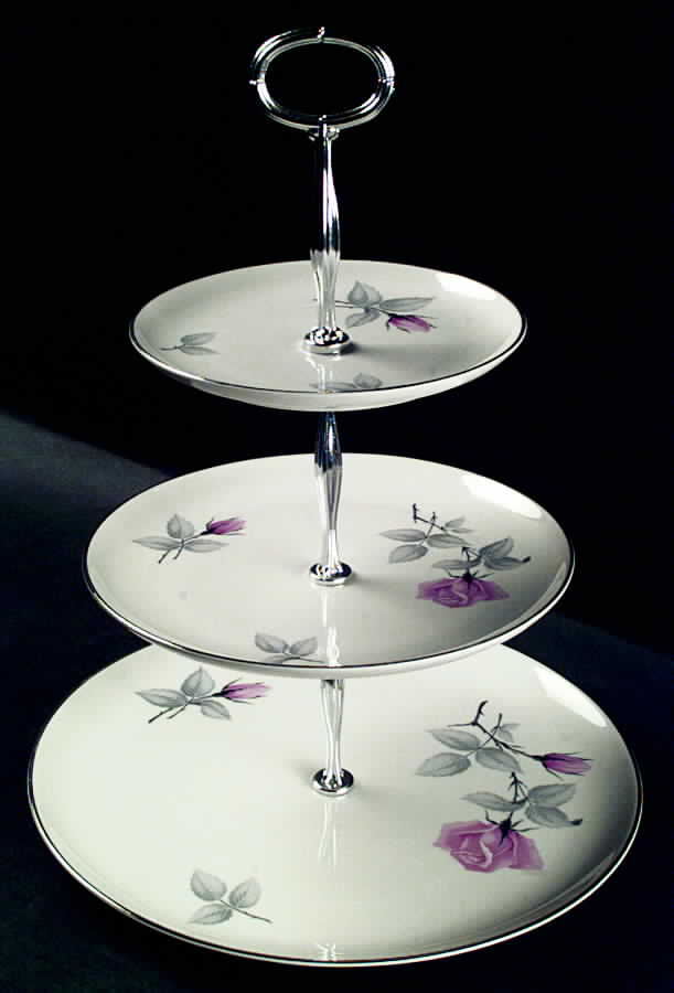 Bridal Rose 13 7/8"-14 1/4" 3-Tiered Serving Tray(DP,SP,BB) HC by Syracuse-1