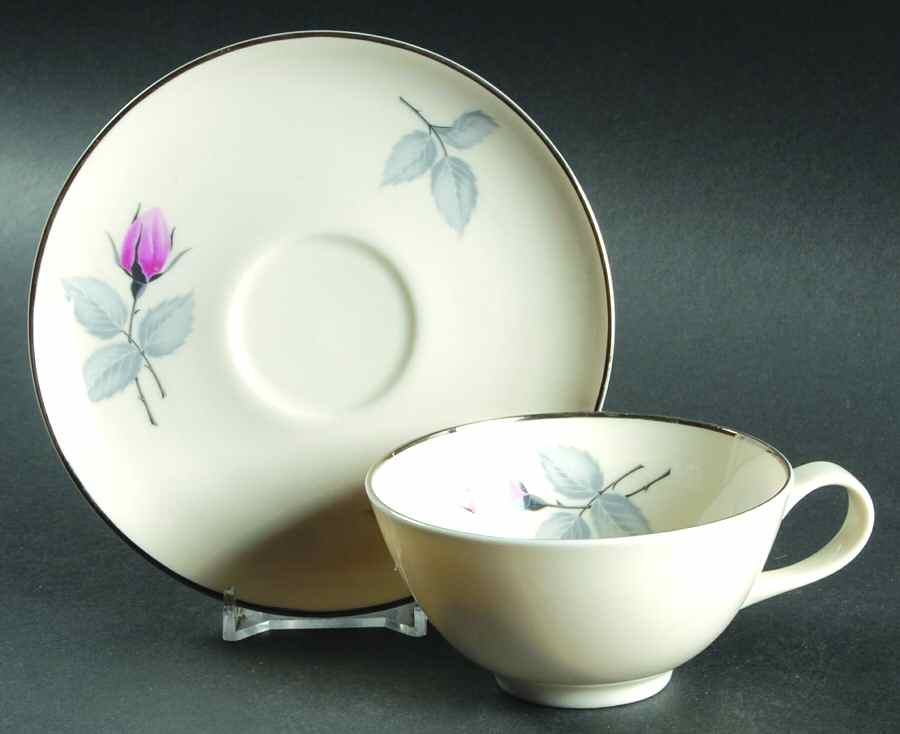 Bridal Rose Flat Cup & Saucer Set by Syracuse-1