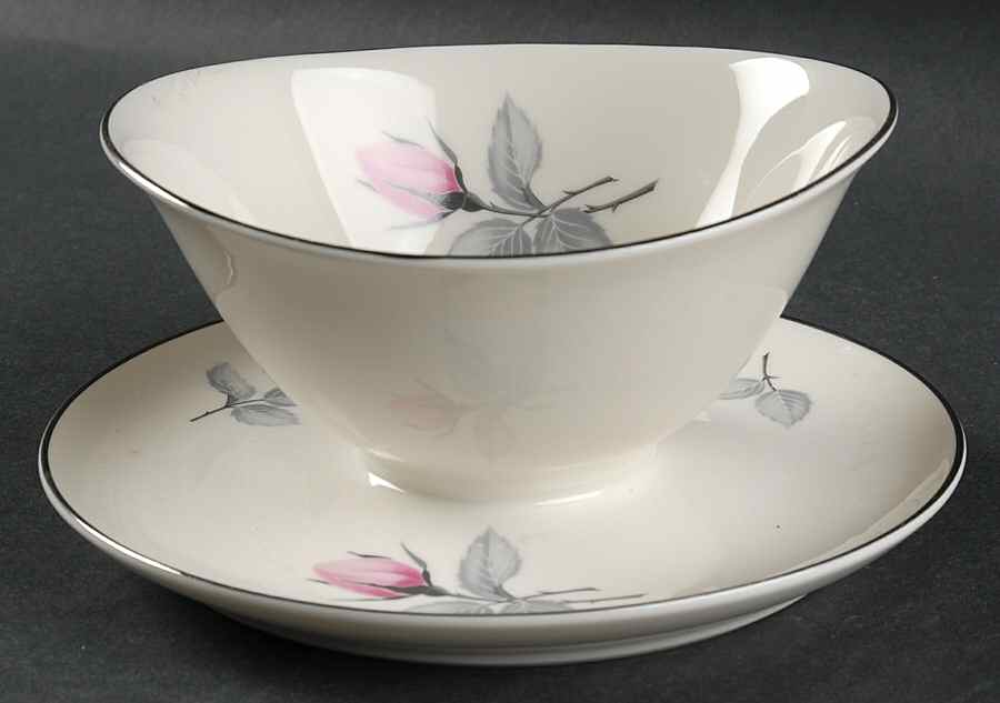 Bridal Rose Gravy Boat with Attached Underplate by Syracuse-1