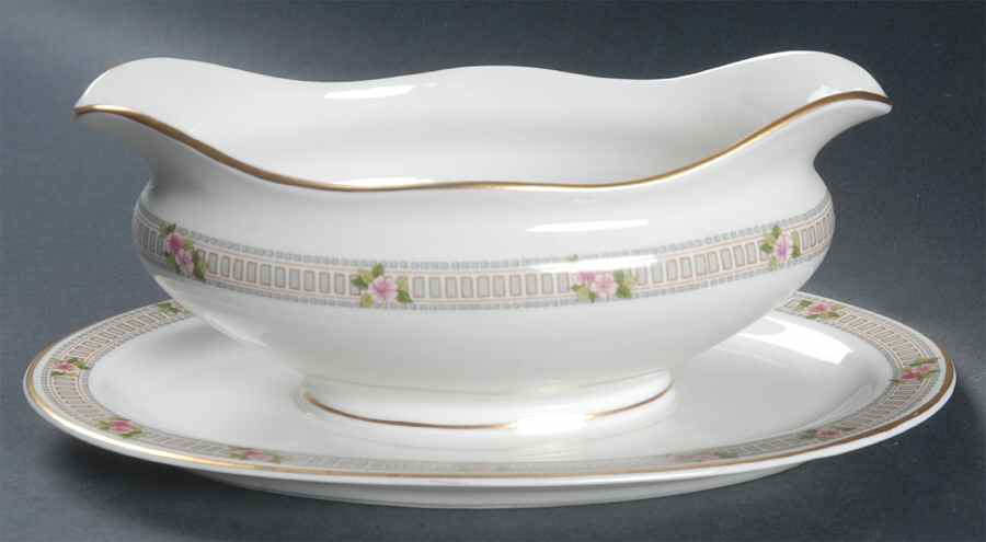Briar Rose Gravy Boat with Attached Underplate by Syracuse-1