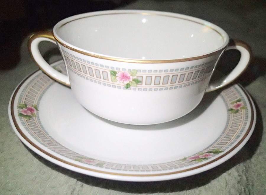 Briar Rose Flat Bouillon Cup & Saucer by Syracuse-1