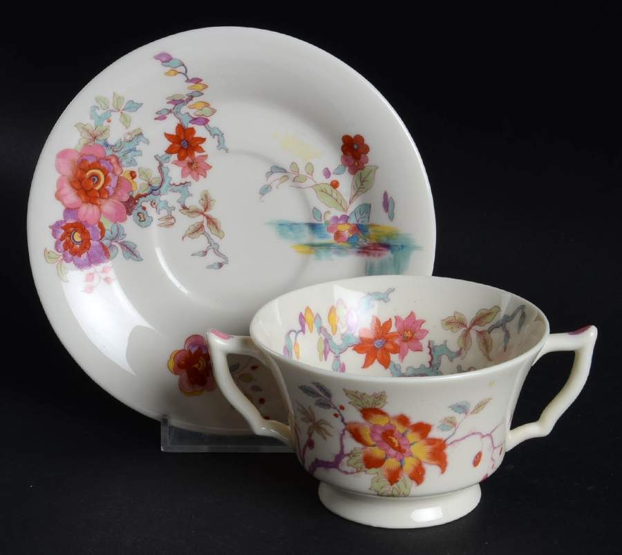 Cathay (No Trim) Footed Bouillon Cup & Saucer by Syracuse-1