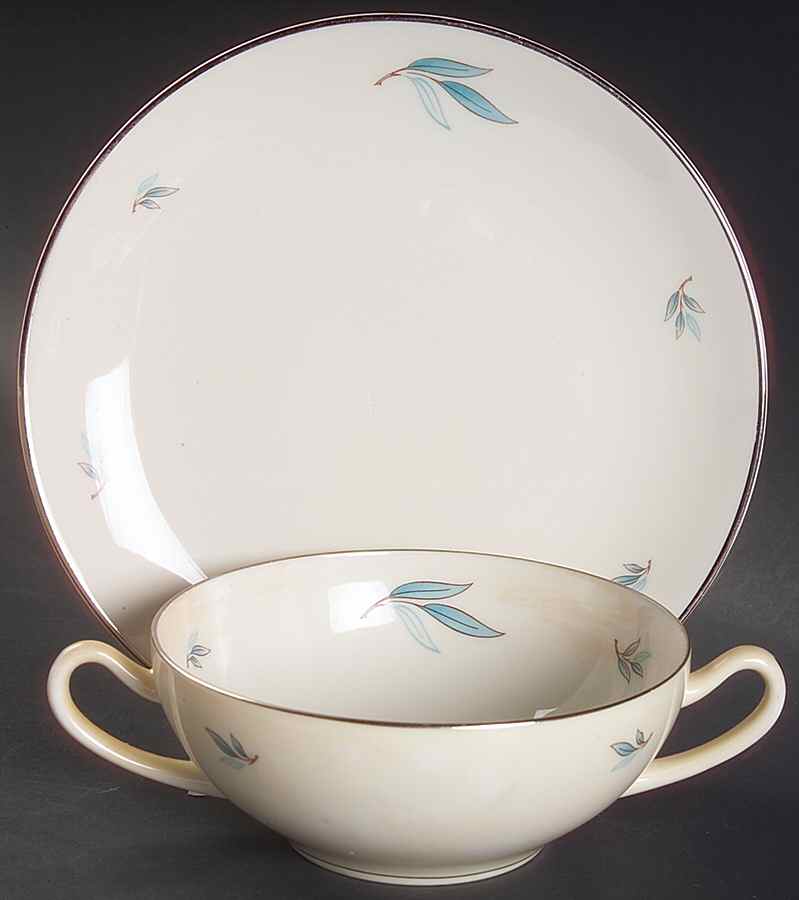 Celeste Flat Cream Soup Bowl & Saucer Set by Syracuse-1