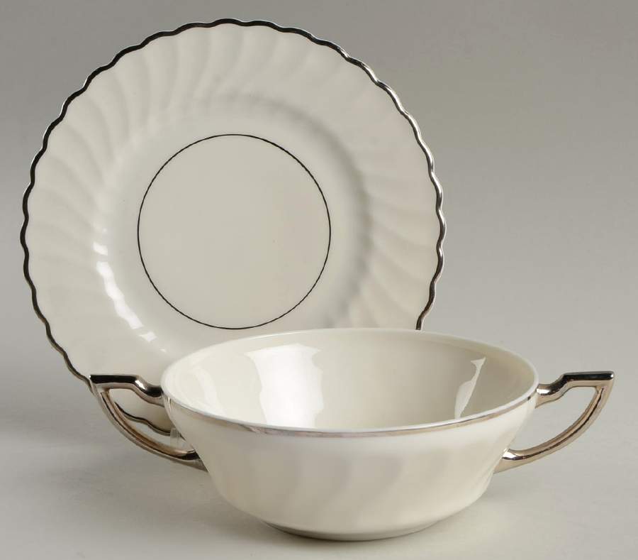 Charm Flat Cream Soup Bowl & Saucer Set by Syracuse-1