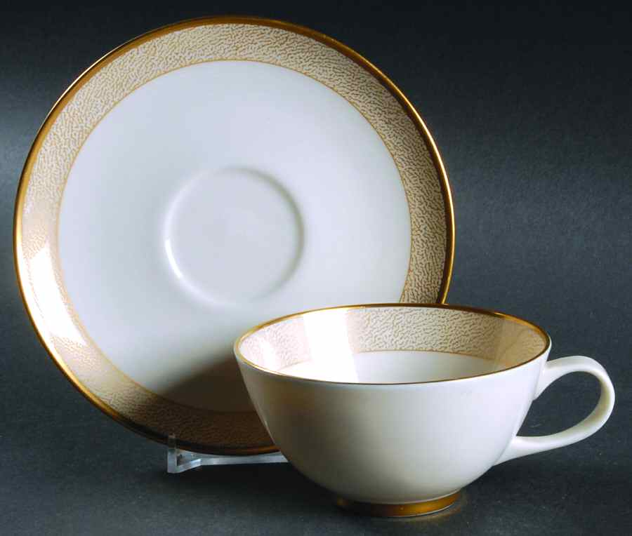 Champagne Flat Cup & Saucer Set by Syracuse-1