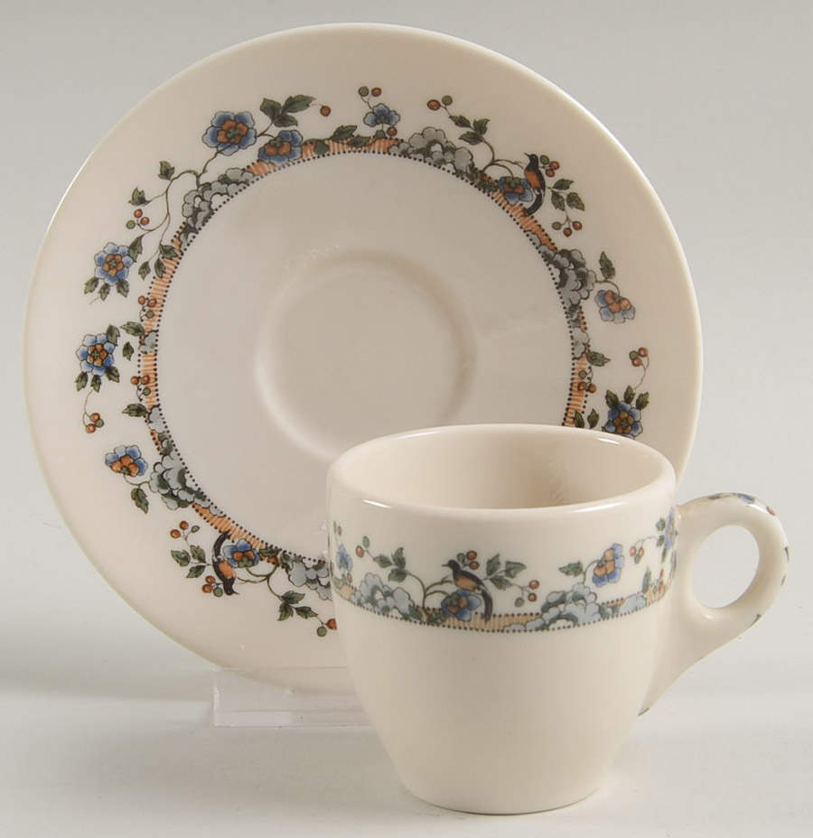 Cloisonne Flat Demitasse Cup & Saucer Set by Syracuse-1