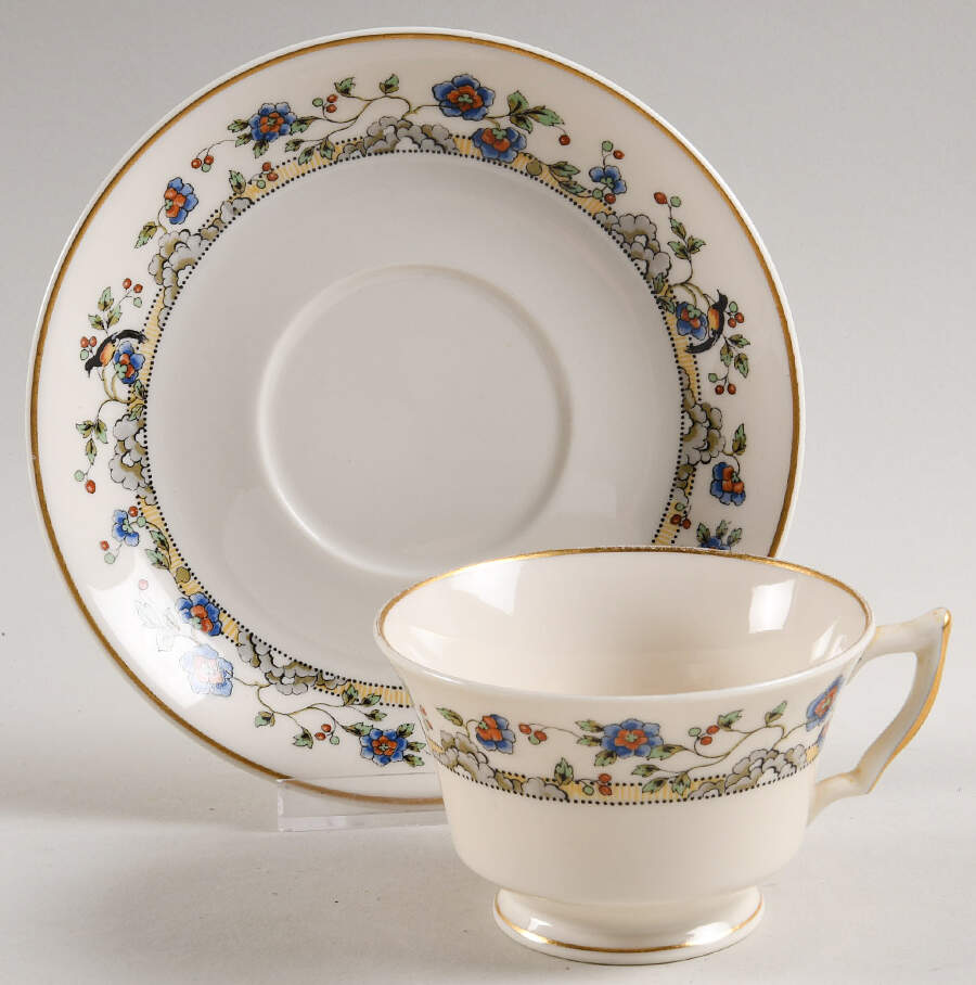 Cloisonne Footed Cup & Saucer Set by Syracuse-1