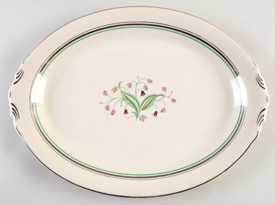 Coralbel (Virginia Shape, Platinum Trim) 16" Oval Serving Platter by Syracuse-1