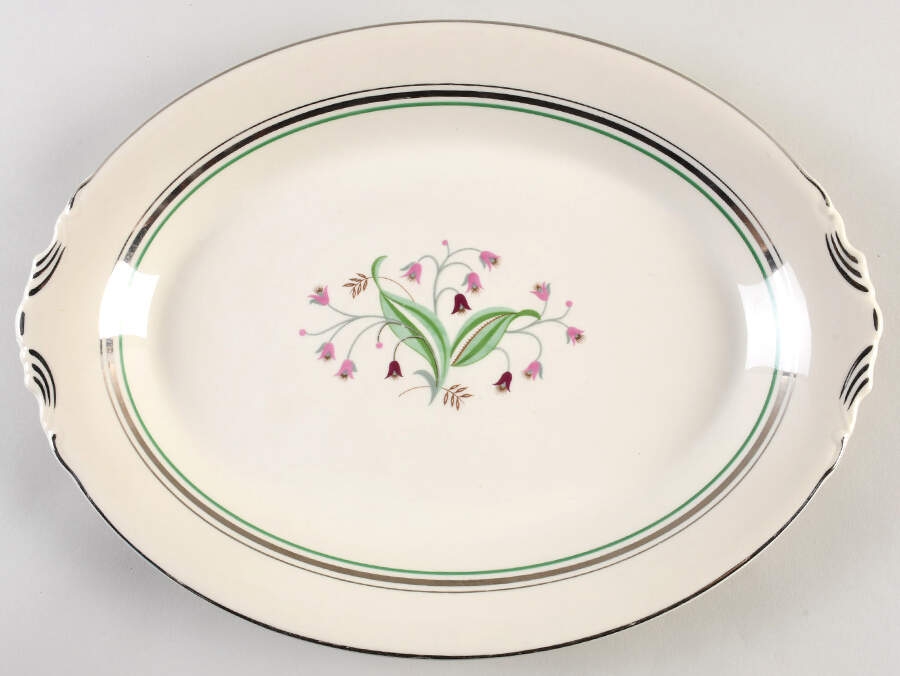Coralbel (Virginia Shape, Platinum Trim) 14" Oval Serving Platter by Syracuse-1