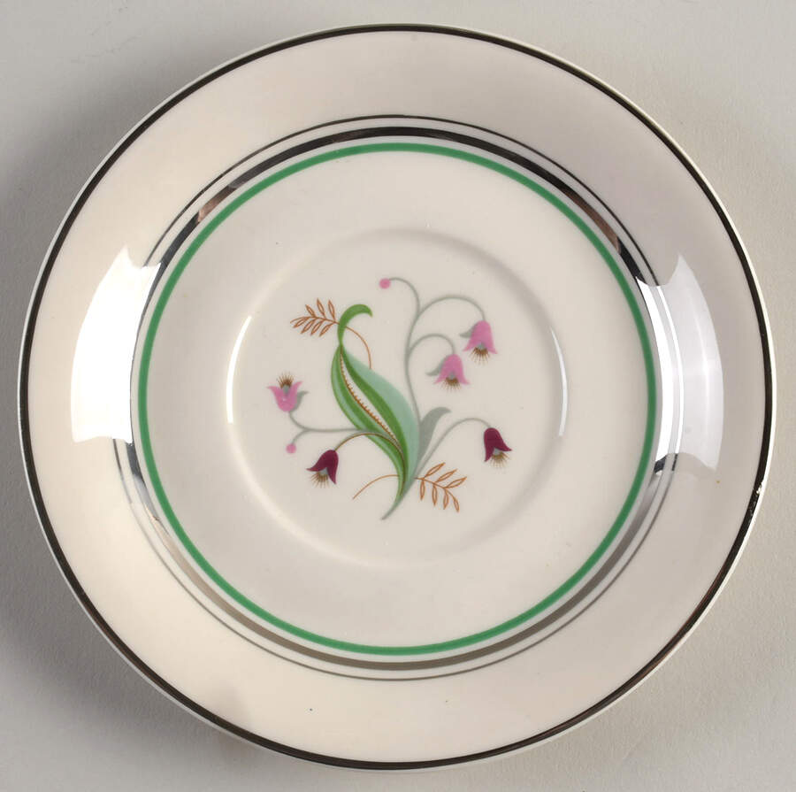 Coralbel (Virginia Shape, Platinum Trim) Saucer for Footed Cream Soup Bowl by Syracuse-1