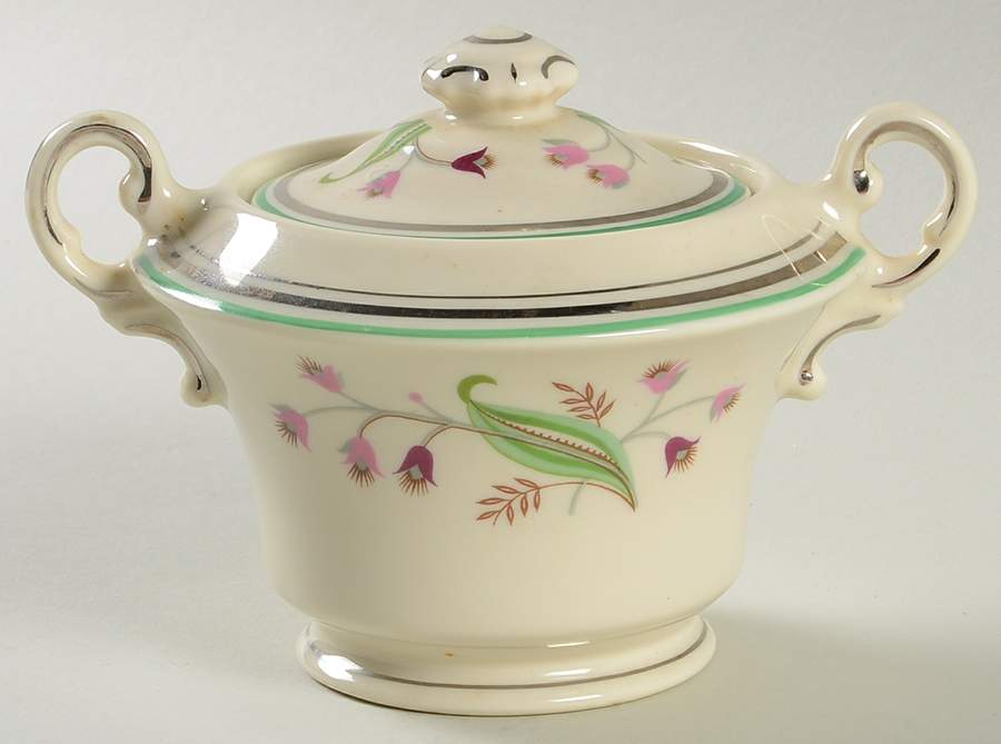 Coralbel (Virginia Shape, Platinum Trim) Sugar Bowl & Lid by Syracuse-1