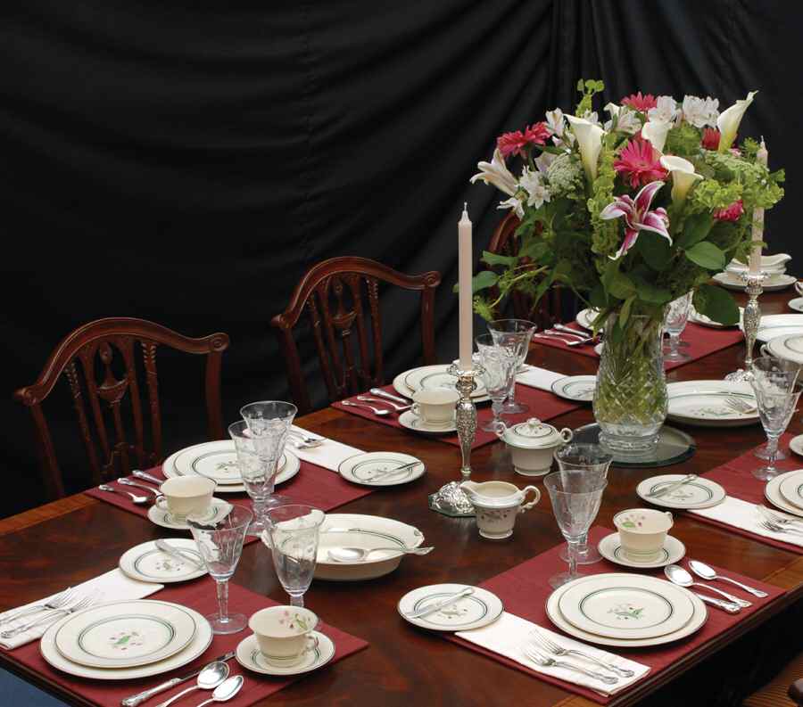 Coralbel (Virginia Shape, Platinum Trim) 49 Piece Estate Set by Syracuse-1