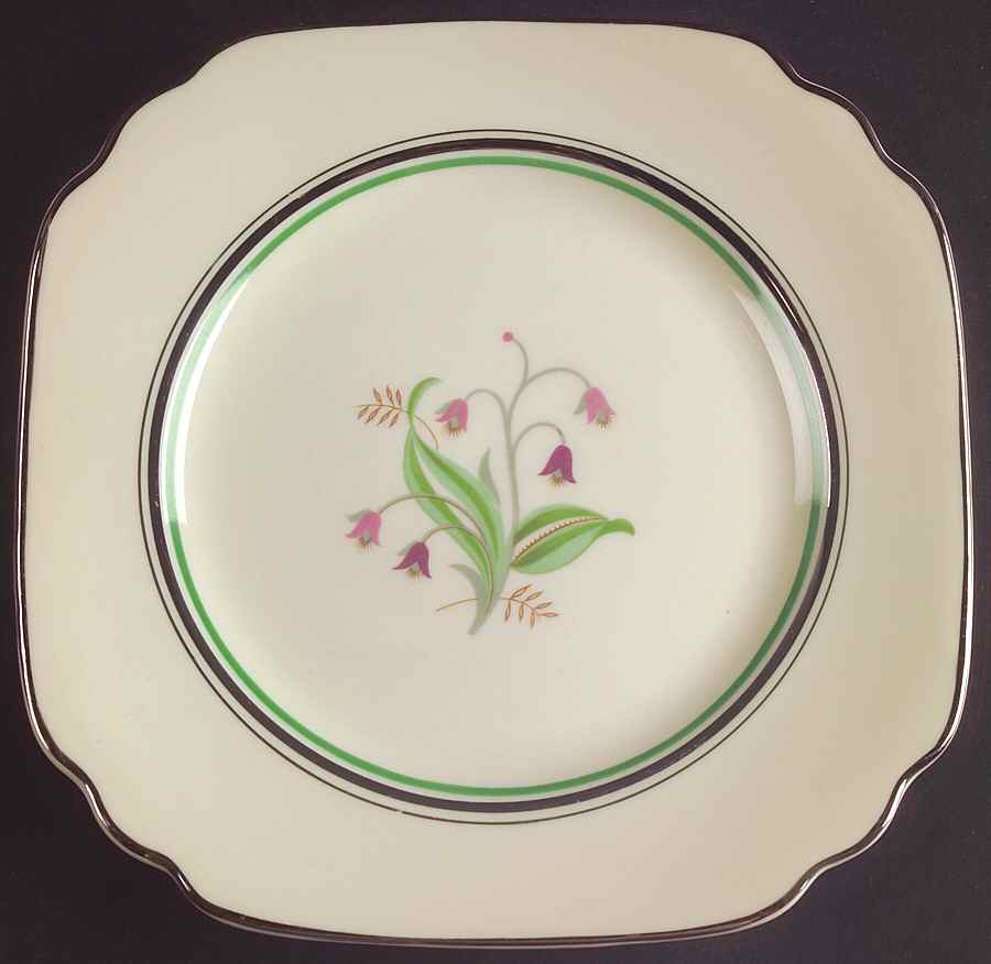 Coralbel (Virginia Shape, Platinum Trim) Square Salad Plate by Syracuse-1